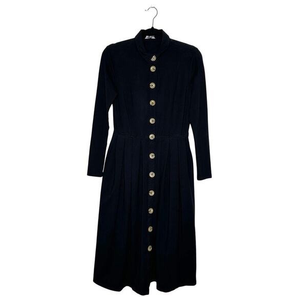 Eshakti Button Down Long Sleeve Midi Dress Women's Black Medium? - Picture 1 of 5